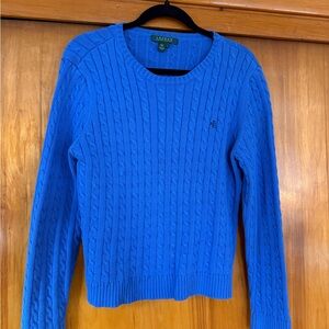 Ralph Lauren Women's Vibrant Blue Cable Knit Sweater